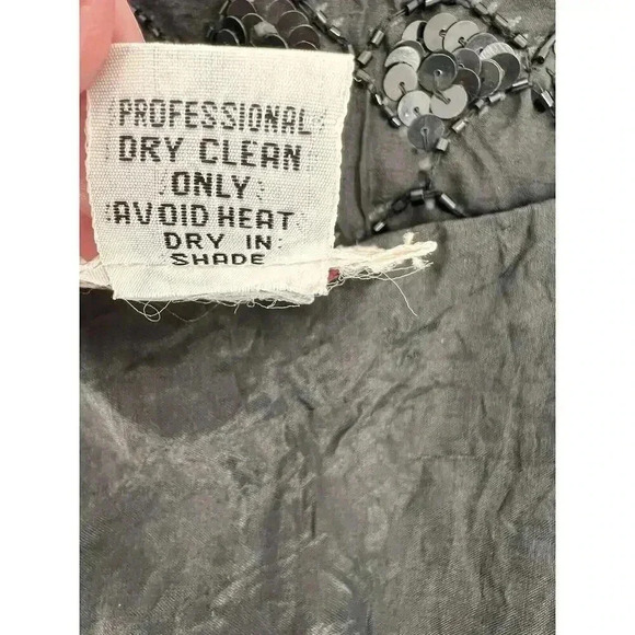 Vintage Cotton Zone Black Sequin Vest 100% Silk Size MEDIUM Snaz Up an Outfit - Picture 9 of 9